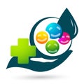 Globe Water medical health drop save logo concept with world save earth wellness symbol icon nature drops elements vector design Royalty Free Stock Photo