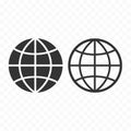 Globe web symbol icon set. Planet with parallels and meridians.