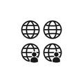 Globe, website symbol with person, profile icon. Royalty Free Stock Photo