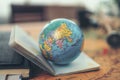 Globe, whole world on passport and focus China country . The route map on the table. Travel , Adventure and Discovery concept
