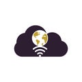 Globe wifi cloud shape concept logo design icon. Royalty Free Stock Photo