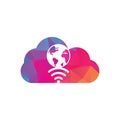 Globe wifi cloud shape concept logo design icon. Royalty Free Stock Photo