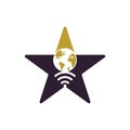 Globe wifi star shape concept logo design icon.