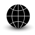 Globe wireframe icon black isolated on white background vector e