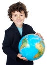 With a globe of the world Royalty Free Stock Photo