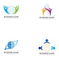 globe world community people logo illustration design template