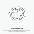 globe, world, discover, connection, network Icon. Line vector gray symbol for UI and UX, website or mobile application Royalty Free Stock Photo
