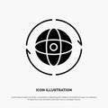 Globe, World, Earth, Atom, Connect solid Glyph Icon vector Royalty Free Stock Photo