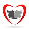 Globe world Education book heart logo kids bright children school books kids icon