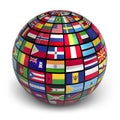 Globe with world flags Royalty Free Stock Photo