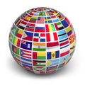 Globe with world flags Royalty Free Stock Photo