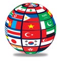 Globe with world flags Royalty Free Stock Photo