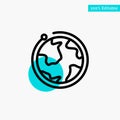Globe, World, Internet, Hotel turquoise highlight circle point Vector icon