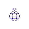 Globe world local pin line icon. Earch location map