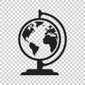 Globe world map vector icon. Round earth flat vector illustration. Planet business concept pictogram on isolated transparent back Royalty Free Stock Photo