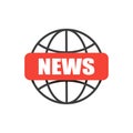 Globe world news flat icon, vector illustration, news symbol, logo Royalty Free Stock Photo