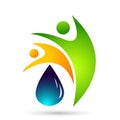 Globe world people Water drop logo care garden nature oil healthy and water symbol design on white background