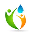 Globe world people Water drop logo care garden nature oil healthy and water symbol design on white background