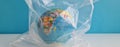 Globe world in a plastic bag. Earth Day and World Environment Day Royalty Free Stock Photo