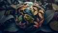 a globe wrapped in leaves, generative AI