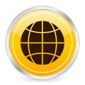 Globe yellow circle icon