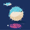 globefish character fill their stomachs with air to make themselves look bigger and less appealing to a predator. before and