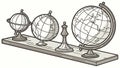 Globes Display, Educational World Models, Global Learning, vector design Generative AI Royalty Free Stock Photo