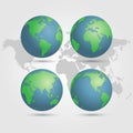 Globes earth with world map vector