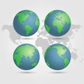 Globes earth with world map vector Royalty Free Stock Photo