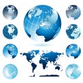 Globes and World Map Royalty Free Stock Photo