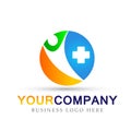 Globle Family Health care medical cross logo icon symbol on white background