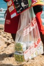 Globo biscuit salesman at Leblon Beach in Rio de Janeiro, Brazil Royalty Free Stock Photo