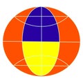 Globus Abstract color vector. Geometric composition shape. Bright orange details. Blue and yellow combination Royalty Free Stock Photo