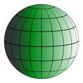 Globus 3D earth grid, the effect of illumination by the sun, vector green planet, model of the earth