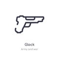 glock outline icon. isolated line vector illustration from army and war collection. editable thin stroke glock icon on white