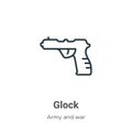 Glock outline vector icon. Thin line black glock icon, flat vector simple element illustration from editable army and war concept