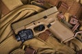 Glock 19X model with Streamlight trl8 tactical flashlight, Glock 19x is polymer 9mm pistol and popular handgun Royalty Free Stock Photo