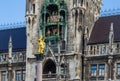 Glockenspiel at historic Marienplatz in Munich