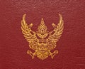Gloden garuda on red leather Royalty Free Stock Photo