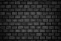 Gloomy background, black brick wall of dark stone texture