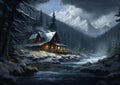 The Gloomy Cabin in the Snowy Mountains