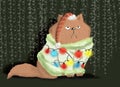 The gloomy cat. Colorful illustration Royalty Free Stock Photo