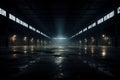 Gloomy Dark empty warehouse. Generate Ai