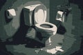 Gloomy dark green toilet room Royalty Free Stock Photo