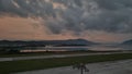 Gloomy sunset over Tivat airport