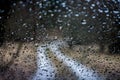 gloomy day,  rain drops on a car window Royalty Free Stock Photo