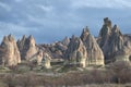 Gloomy January day in the mountains of Cappadocia. The surrounding area of Goreme, Turkey Royalty Free Stock Photo