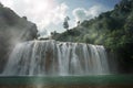 Gloomy jungle waterfall Royalty Free Stock Photo