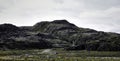 Gloomy landscape of polar tundra. Northern nature of Teriberka, Kola Peninsula