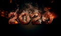 Wallpaper 2020 inscription burning hot cracked bright text in smoke